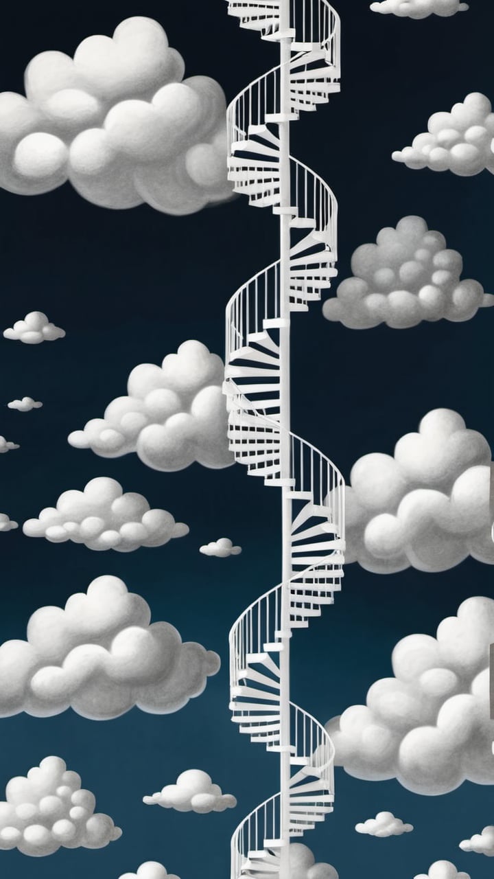 M.C. Escher-inspired clouds: A repeating pattern of impossible staircases and gravity-defying structures formed from fluff...