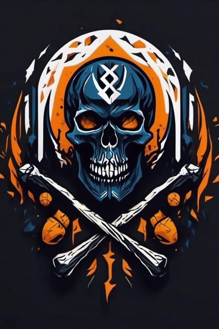 Create a logo for a fitness brand and incorporate runes and skulls into the image 