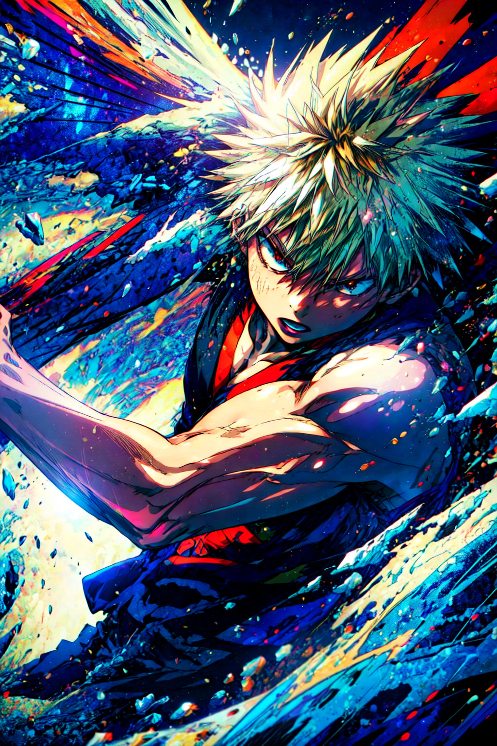 white background bakugou katsuki,  high quality,  detailed by マカイ Makai on Tensor.Art