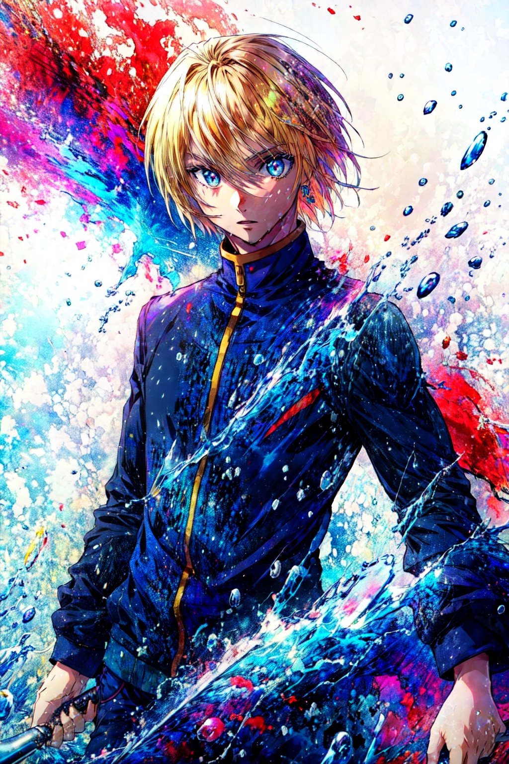 (cowboy shot),  sfw,  (masterpiece), (best quality:1.0), (ultra highres:1.0), detailed eyes,
BREAK
  Kurapika, male
 (GenshinStickerRedraw:1.5)

BREAK
simple background