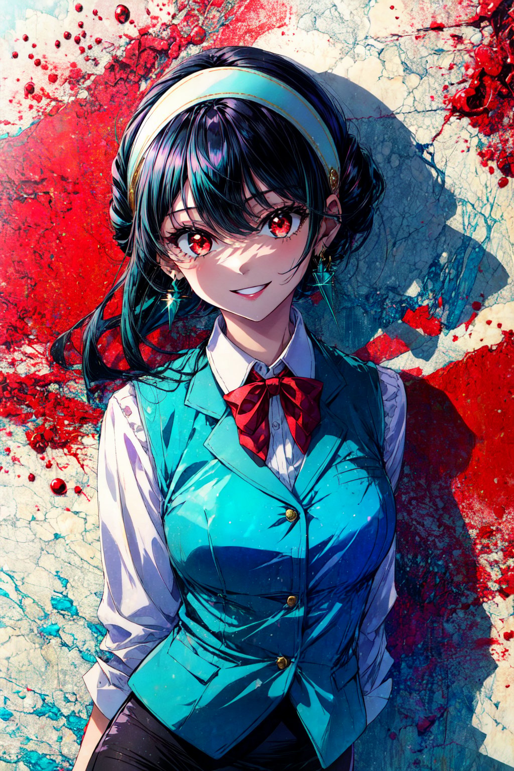 yor briar,  1girl,  black hair sideburns updo red eyes by マカイ Makai on Tensor.Art
