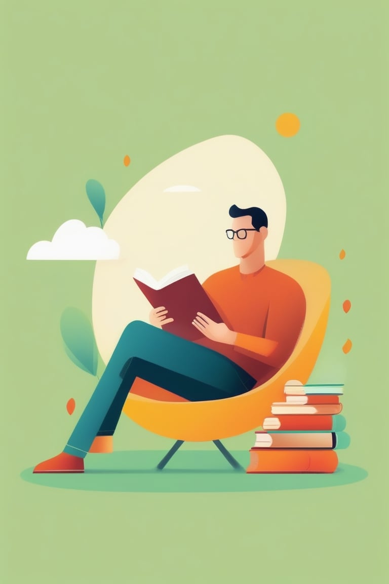 man reading a book,  flat design,  stylize 00 by Tee Cee on Tensor.Art