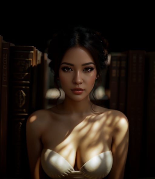 (masterpiece), (full body shot, full entire body), whole body, realistic, (25 years old brunette with updo), seductive pose spreading legs , dressed in tight short secretary outfit, sitting in dark library with candles, big ass and big  boobs, perfectly curvy body, sunlight, cinematic light, bangs, a beautiful woman, beautiful eyes, updo, perfect anatomy, very cute, princess eyes , (black eyes) , (frame the head), Centered image, stylized, bioluminescence, 8 life size,8k Resolution, human hands, wonder full, elegant, approaching perfection, dynamic, highly detailed, character sheet, concept art, smooth, facing directly at the viewer positioned so that their body is symmetrical and balanced, stunningly beautiful teenage girl, detailed hairstyle, realistic dreamy background,Detailedface, soft light,