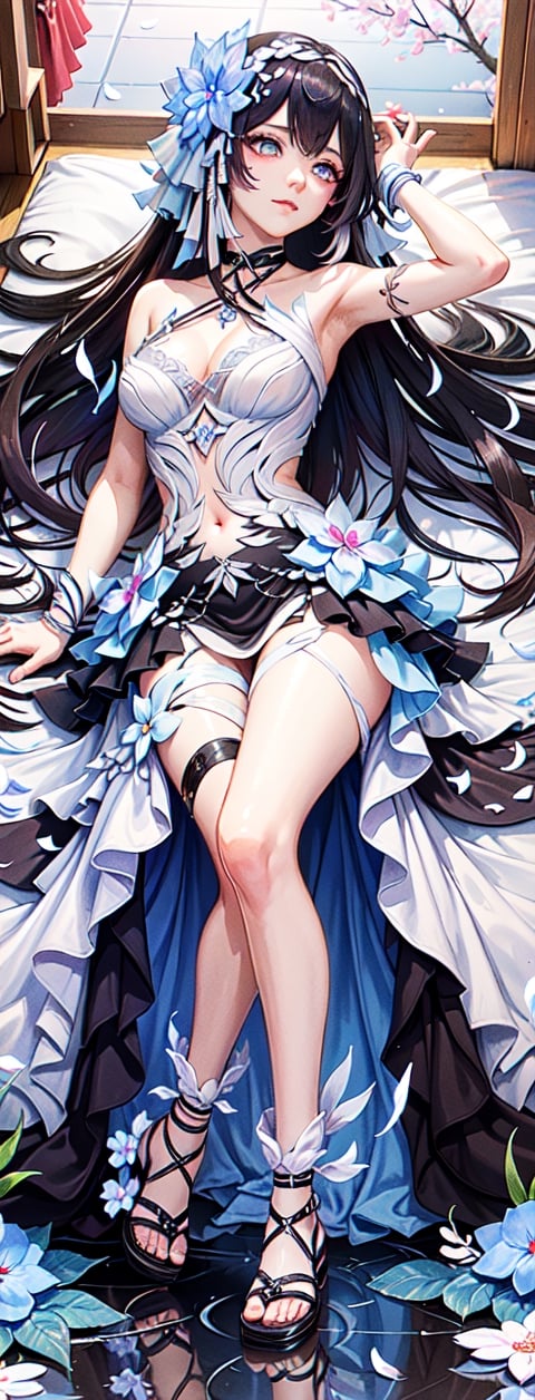 masterpiece, best quality, indoors, carneliandakimakura, 1girl, solo, looking at viewer, full body, dakimakura (medium), lying, on back, very detailed: 1.3)(, horb, luminous blue eyes, hair ,hair outside black hair  inside blue), (light smile: 1.2), sitting, from behind, rear facing, full body, dressed, highly detailed, (height: 1.1), best quality, (Masterpiece: 1.3), cinematic lighting, masterpiece, quality  best , indoors, cosmic eyes, reflection, eyelashes, carneliandakimakura,dakimakura (medium), lying down, behind, bed sheet, hair ornament, arms up, showing arms folded, Concept_carnelian_dakimakura,( Work, best quality, inside  room, fiodef, carneliandakimakura, solo, looking at the viewer, dakimakura (media), lying down, on his back, arms behind his back, full body, carneliandakimakura, horb, beauty miracle),
  TALL
  149cm,
  HEAVY
  42kg,
  HAIR COLOR
  Black
  Blue,
  EYE COLOR
  Blue,smog, gauze, vase, petals, traditional Chinese room, detailed background ,wide photo background,Hairpin, hair decoration,slender,Full chest,perfect eyes,perfect beautiful face,perfect female figure,detailed skin,  delicate patterns,intricate clothing details and rich in exquisite clothing details,delicate intricate fabrics,charming ,alluring,seductive,erotic,enchanting,hanfu,song style clothing,hanfu,Realistic,GUOFENG,MEINV,perfect hand, fingers, hand, perfect, masterpiece, best quality, official art, aesthetic, 1girl, detailed background, isometric, art nouveau, snowflakes, fractal art,asian girl,realhands,AI_Misaki ,hyelin