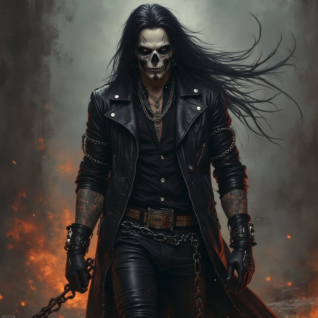 (masterpiece) concept art of Eric Draven,  strong muscle metalheads (Heavy Metal style),  Goth boys by user_62725812535497...
