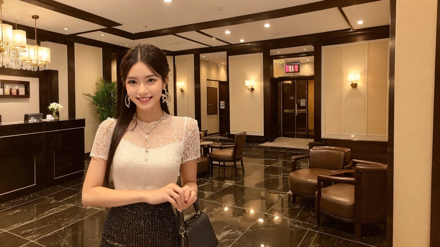 Hotel lobby,  office lady,  professional by SAEnigmaWhisper on Tensor.Art