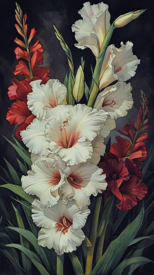 A dramatic All-Gladiola Collage,  of different papers,  different looks by Pubert on Tensor.Art