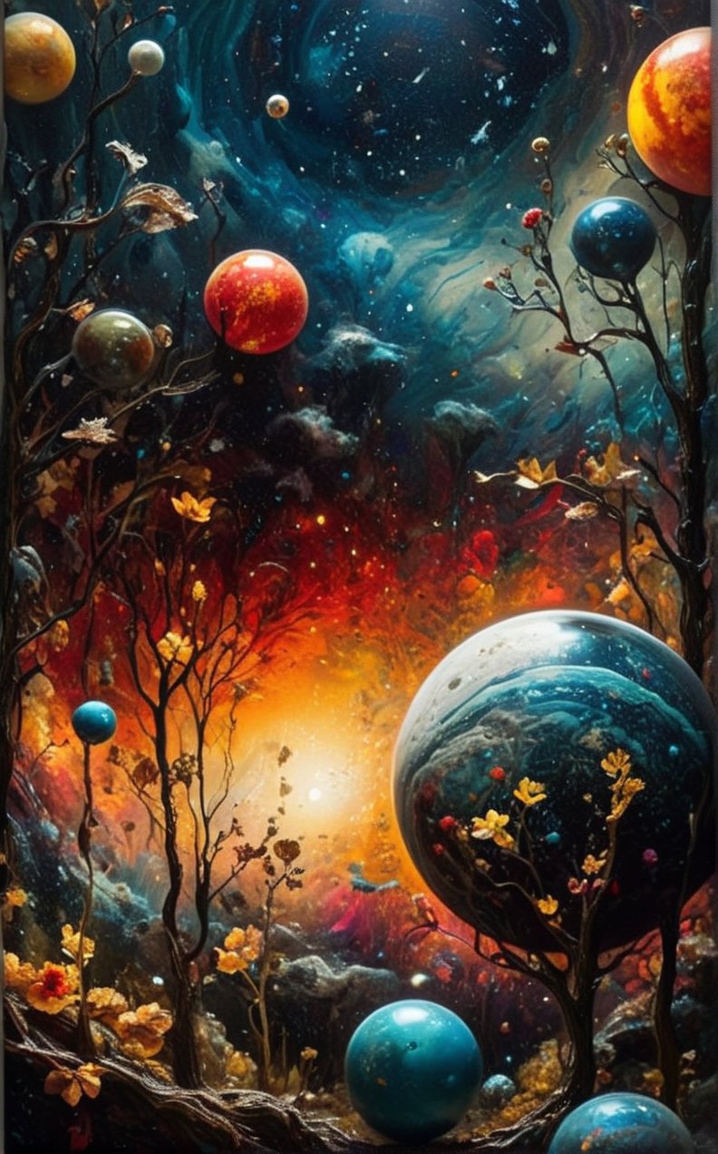  (Another vibrant solar system:1.9),  dark palette,  high resolution and contrast and colour contrast,  intricately textured and extremely subtle detailed,  detailmaster2,  side-light, (ultra quality,  fine artwork) 