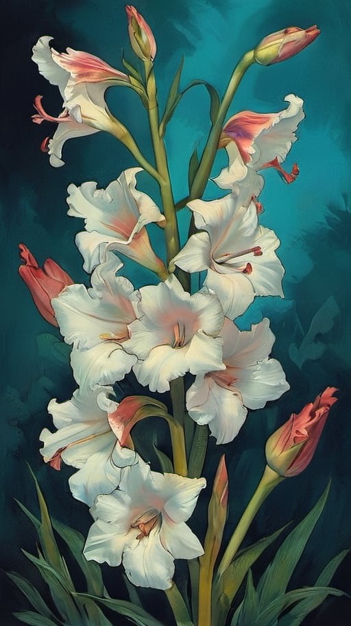 A dramatic All-Gladiola Collage,  of different papers,  different looks by Pubert on Tensor.Art