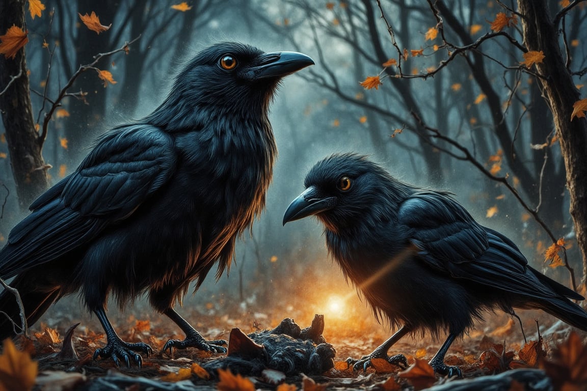 (((Coloured Pencil drawing, masterpiece)))_(((crows picking on dead bats in the early morning:1.7)))_volumetric lighting, dramatic atmosphere, dark palette, 28mm, t1/250, f14,  deep focus, high resolution and contrast and colour contrast,  intricately textured and extremely subtle detailed,  detailmaster2, side-light,  ultra quality,  fine artwork , Raw Photo