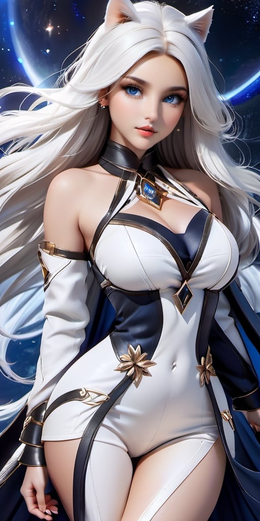 ((Masterpiece)), ((Best Quality)), 8k, high details, ultra-details, Unreal Engine, long black and shiny flowing hair, dark blue galaxy-like eyes, tall and beautiful nose, charming and sexy lips like a goddess Flawless face, well-proportioned white legs, outstanding solemn, elegant and sacred temperament, wearing a pet leash around her neck, tied to a wooden frame, ((Big Breasts: 1.4)), 