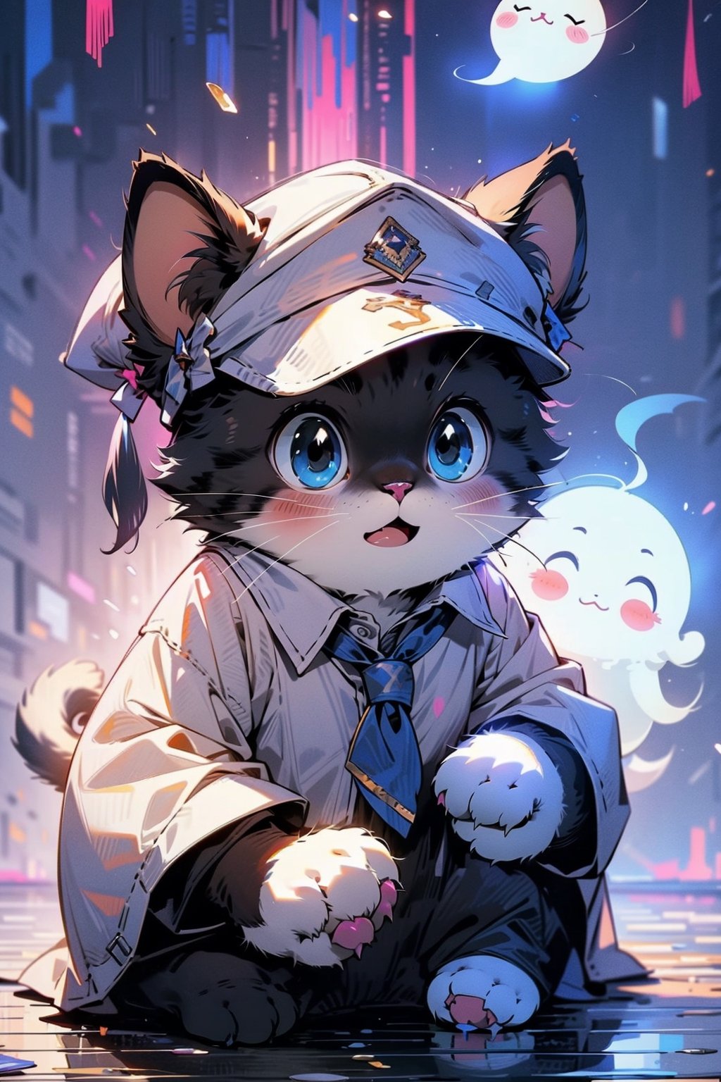 EpicMeo,cat, hat, dress shirt, white cat,EpicGhost