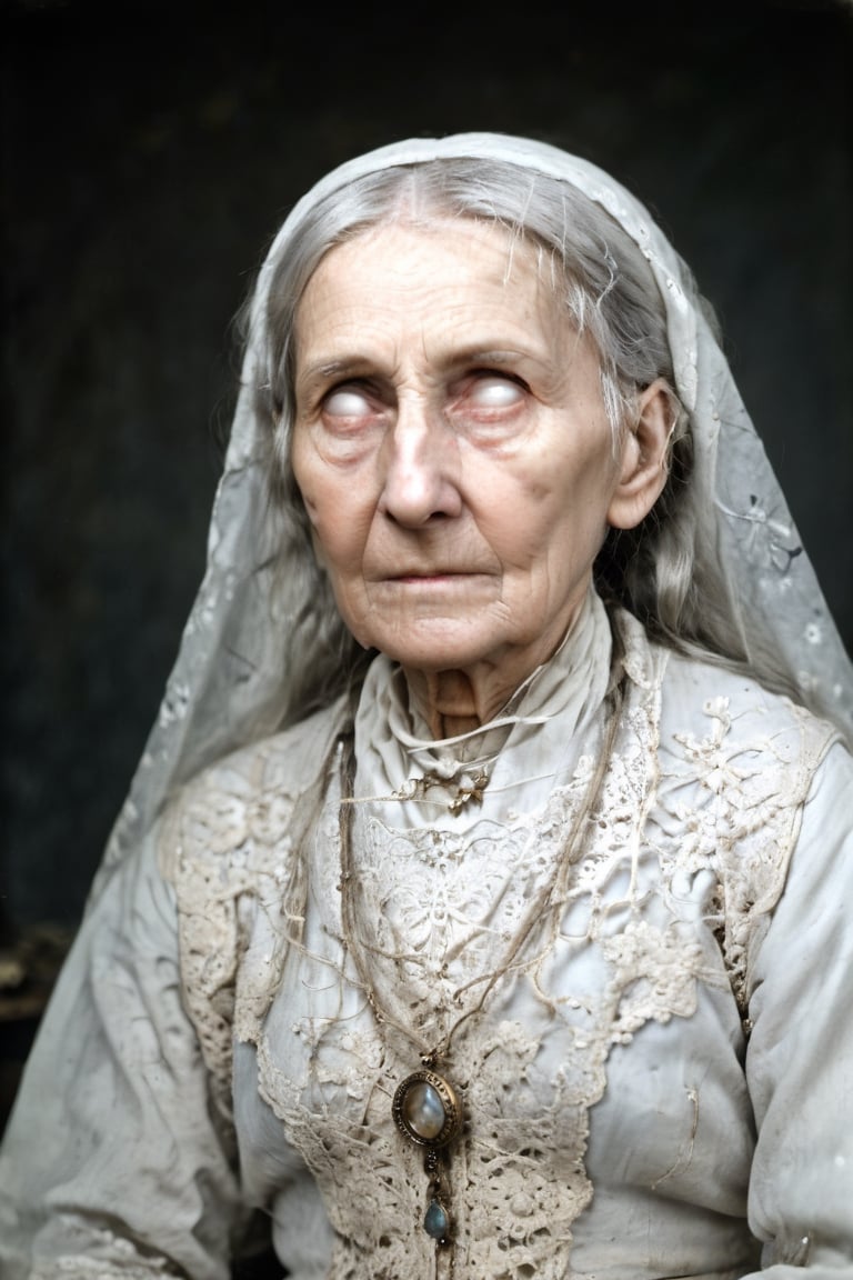 daguerreotype photograph,  head and shoulders potrait,  of a frail old woman by Rayna Polsky on Tensor.Art