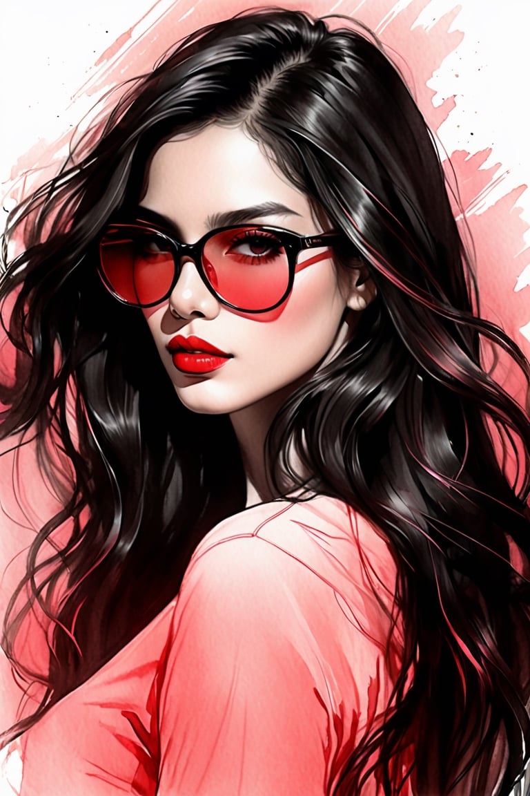 pencil Sketch of a beautiful philipines woman 25 years old,  ,  black long hair by 350876 on Tensor.Art