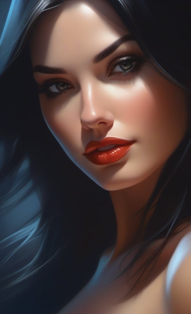 Close up wonderful woman, erotic sin, by artgerm and Martina Fačková, highly detailed, art by Stanley Artgerm, Charlie Bowater, Atey Ghailan and Jay Anacleto, by Jeff Dekal oil painting, heavy strokes, paint dripping, classy, delicate, voluptuous, graceful, trendy, sublime, enchanting