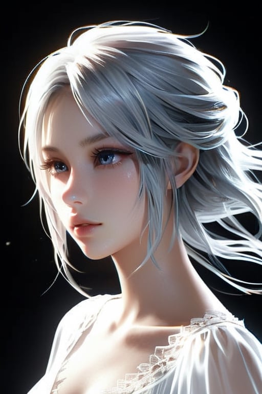 final fantasy,realistic,minimalism style,ghostly beauty,natural skin texture