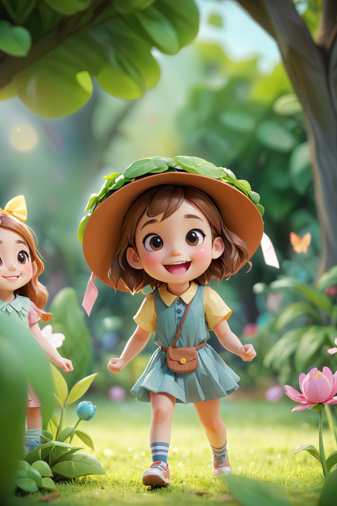happy children's day,  boy's and girl's playing in garden creatures,  shy smile by joe on Tensor.Art