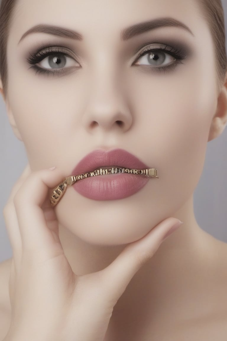 Woman,  closed mouth zipper,  hand on chin by Chesthole on Tensor.Art