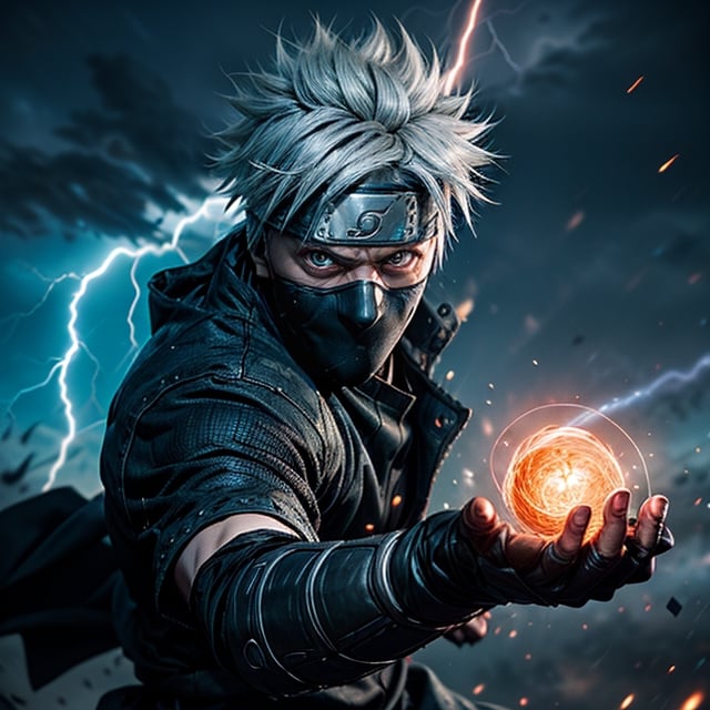 Kakashi Hatake,  the iconic character from the Naruto anime,  using his signature move by Cyberartisan_ai on Tensor.Art