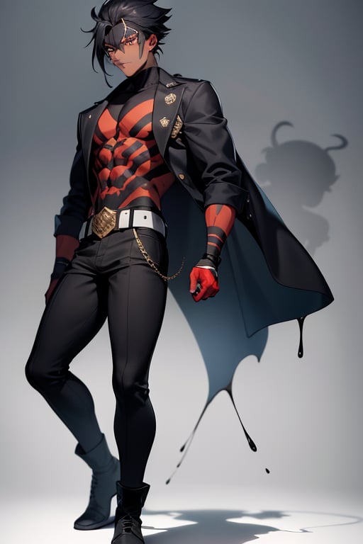 Shadow Drip is a striking african anime character with an edgy and mysterious presence. He stands at 6 feet tall with a le...