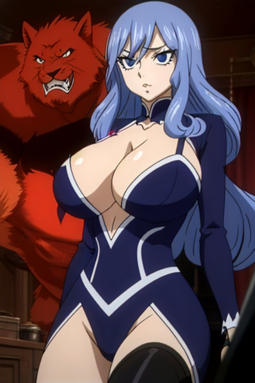 juvia_lockser, blue hair, blue eyes, long hair, long sidelocks, bangs, hair between eyes, Large Breasts, Huge Beasts, Gigantic Breasts, Breasts