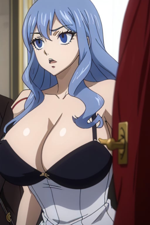 juvia_lockser, blue hair, blue eyes, long hair, long sidelocks, bangs, hair between eyes, Large Breasts, Huge Beasts, Gigantic Breasts, Breasts