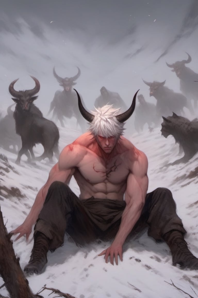 ((masterpiece:1.5)), ((best quality:1.5)), ((highres:1.5)), anime,(1_Boy,anime) ((Boy_hot_ body)), Body_,solo, cute white_hair, Demon_horns
   daylight_ lying  8k,FilmGirl,AngelicStyle,male,painting by jakub rozalski,LinkGirl,xxmix_girl,EpicSky