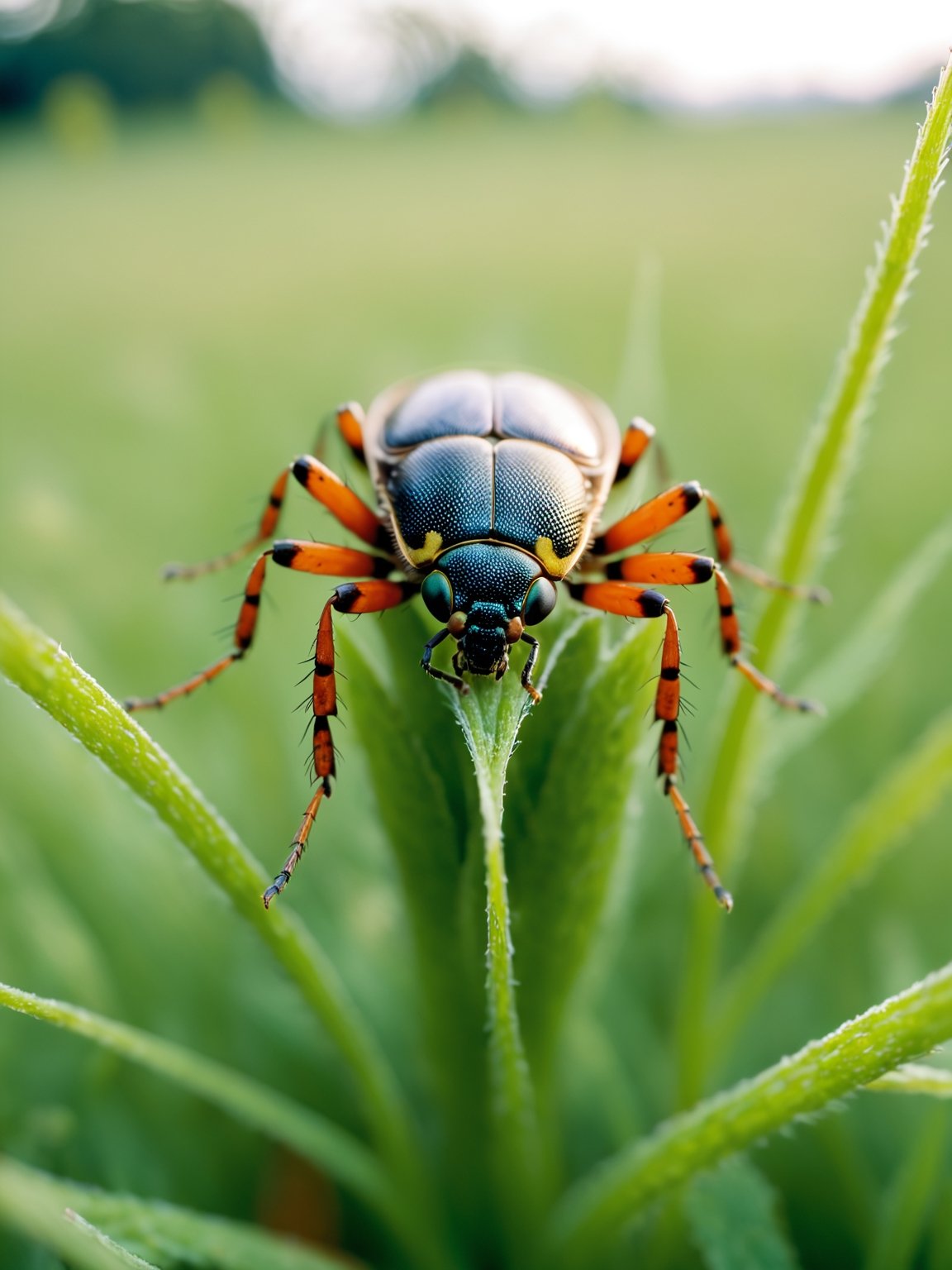 macro perspective photo of a bug on the grass. Shot on 35mm with  Kodak Portra 400