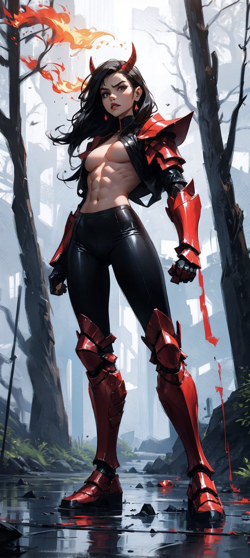 Adul twoman,  ((red skin)),  black hair by Bro-ken on Tensor.Art