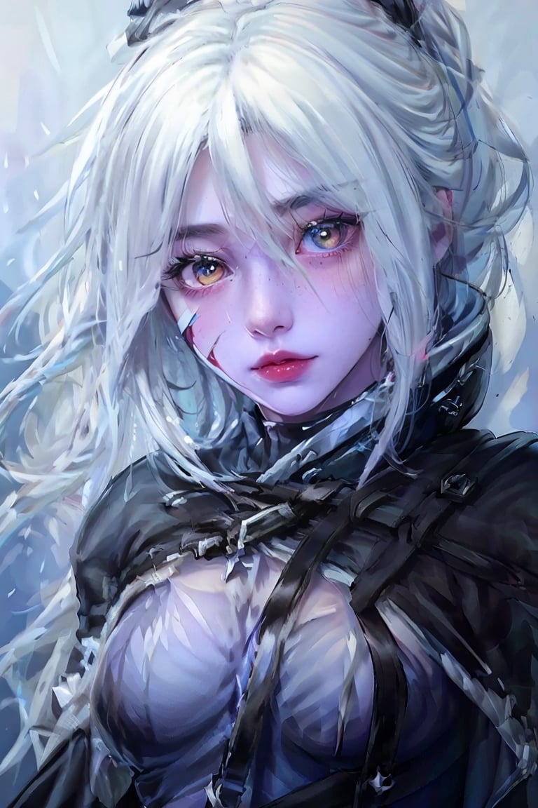 (masterpiece, top quality, best quality, official art, beautiful and aesthetic:1.2), (1girl:1.3), heterochromia, SharpEyess , ,SharpEyess,Agoon, archer, winter, blizzard