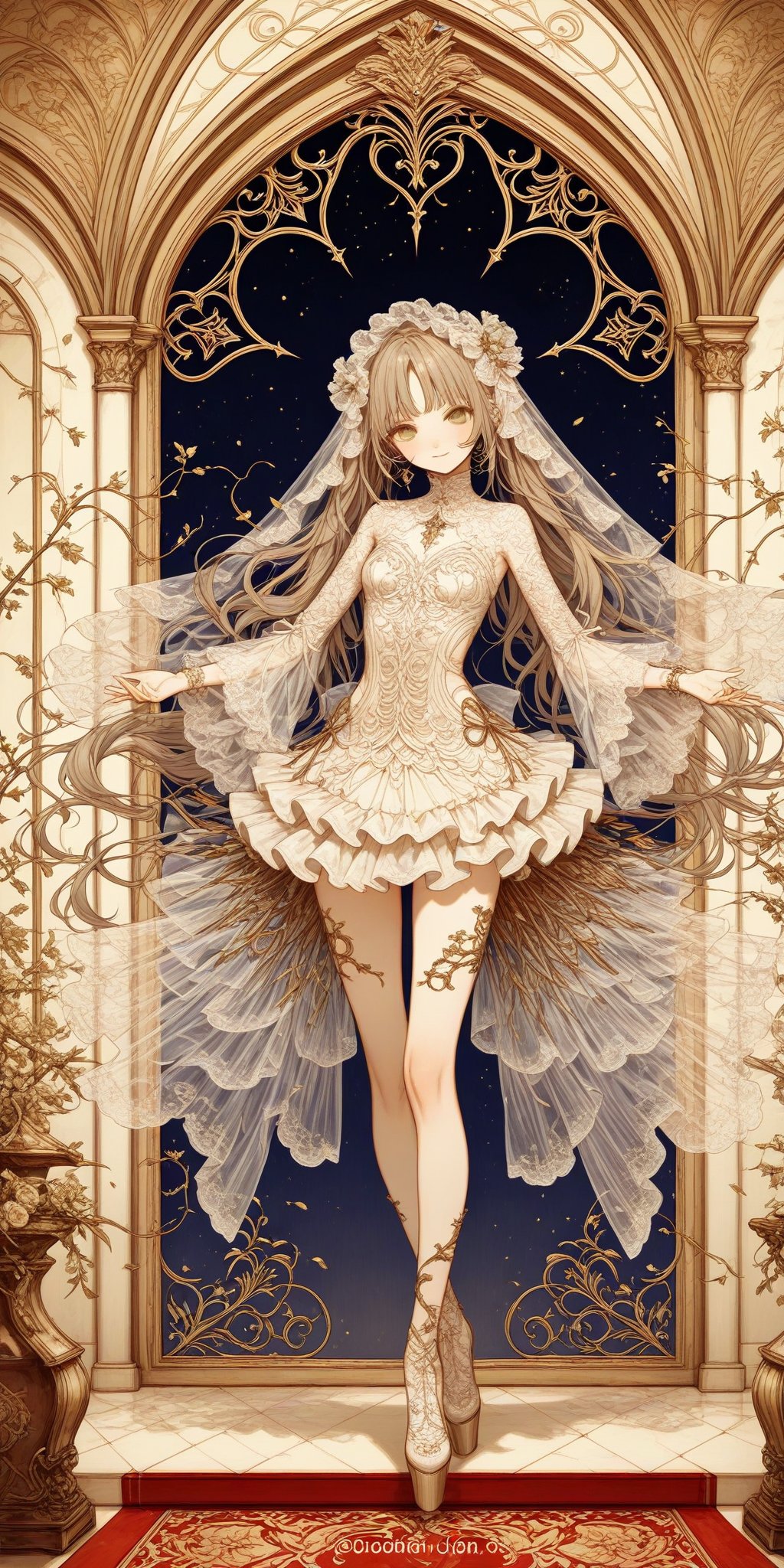 **Title: Twilight Elegance** **Subtitle: A Symphony of Nature's Grace** **Deconstructed Illustration Elements:** - Serene...