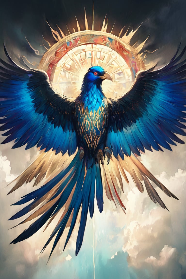 three-legged crow inhabiting the sun in Chinese mythology Title: "Celestial Guardians: The Radiance of the Yatagarasu" In...