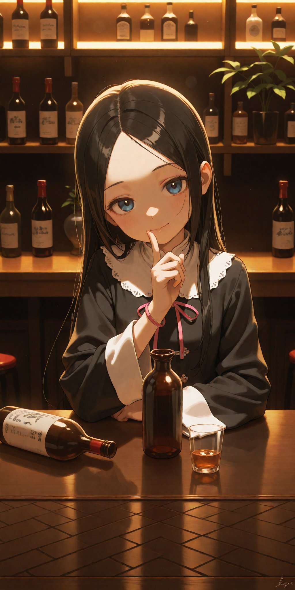 long hair,  solo,  bottle by 京野菜（kyo8sai） on Tensor.Art