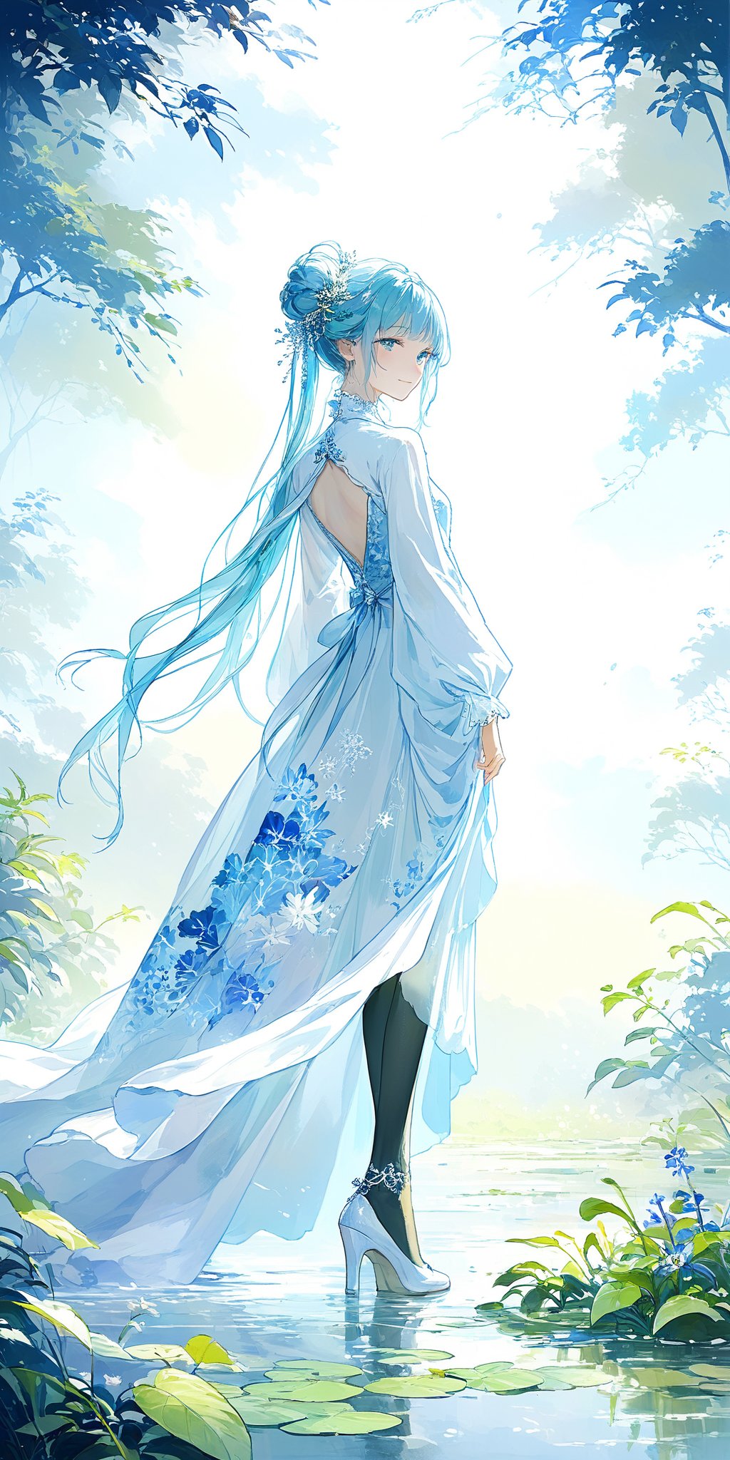 Title: "Garden of Serenity" Subtitle: "A Symphony of Nature's Beauty" In a picturesque garden bathed in the soft glow of n...