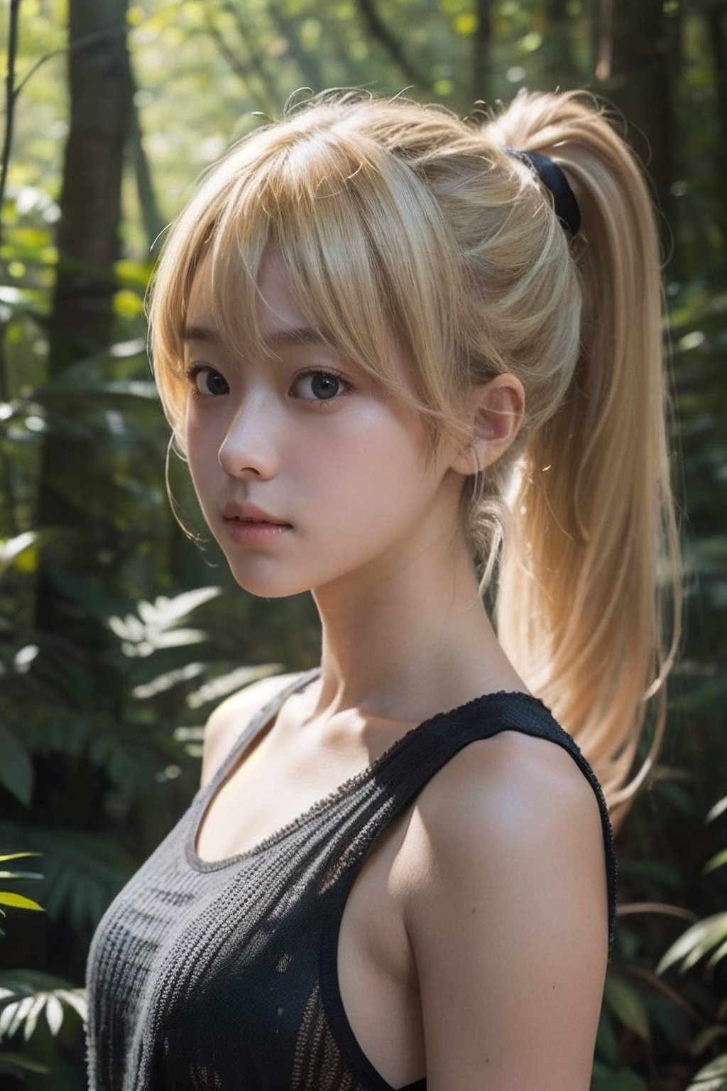 (((deep in the woods))),  ((looks at viewer)),  (only the face enters the shot) by 萬仔5 on Tensor.Art