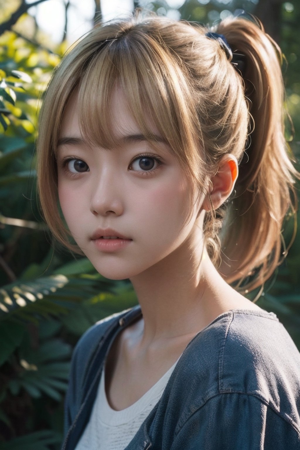 (((deep in the woods))),  ((looks at viewer)),  (only the face enters the shot) by 萬仔5 on Tensor.Art