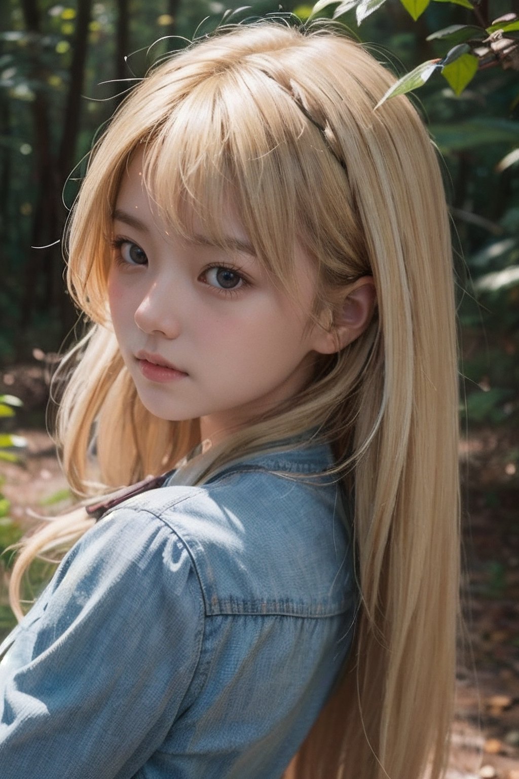 (((deep in the woods))),  ((looks at viewer)),  (only the face enters the shot) by 萬仔5 on Tensor.Art