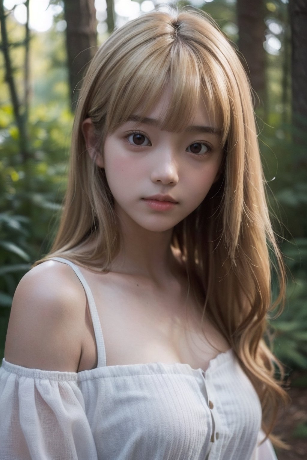 (((deep in the woods))),  ((looks at viewer)),  (only the face enters the shot) by 萬仔5 on Tensor.Art