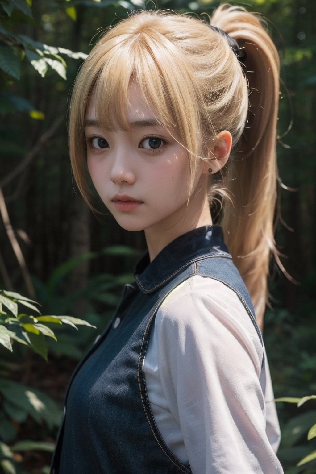 (((deep in the woods))),  ((looks at viewer)),  (only the face enters the shot) by 萬仔5 on Tensor.Art