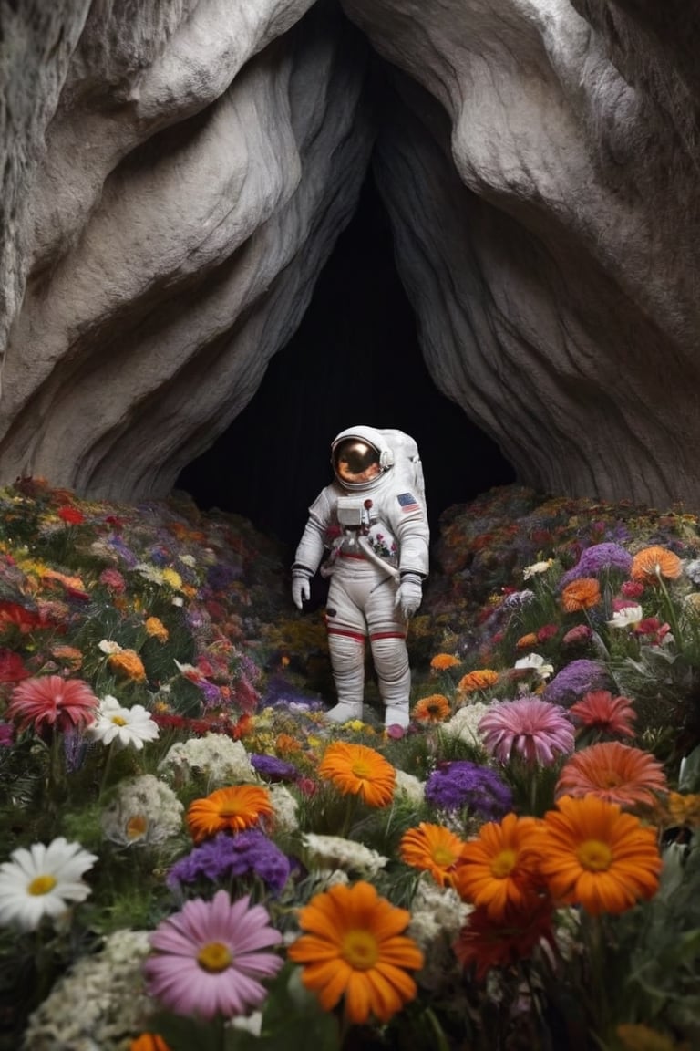 In the interior of the spaceship,  Countless Flowers,  reminiscent of a cave by maehara on Tensor.Art