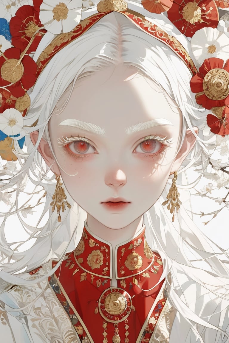 A albino girl,  long beautiful pure white hair,  thin eyebrows by maehara on Tensor.Art