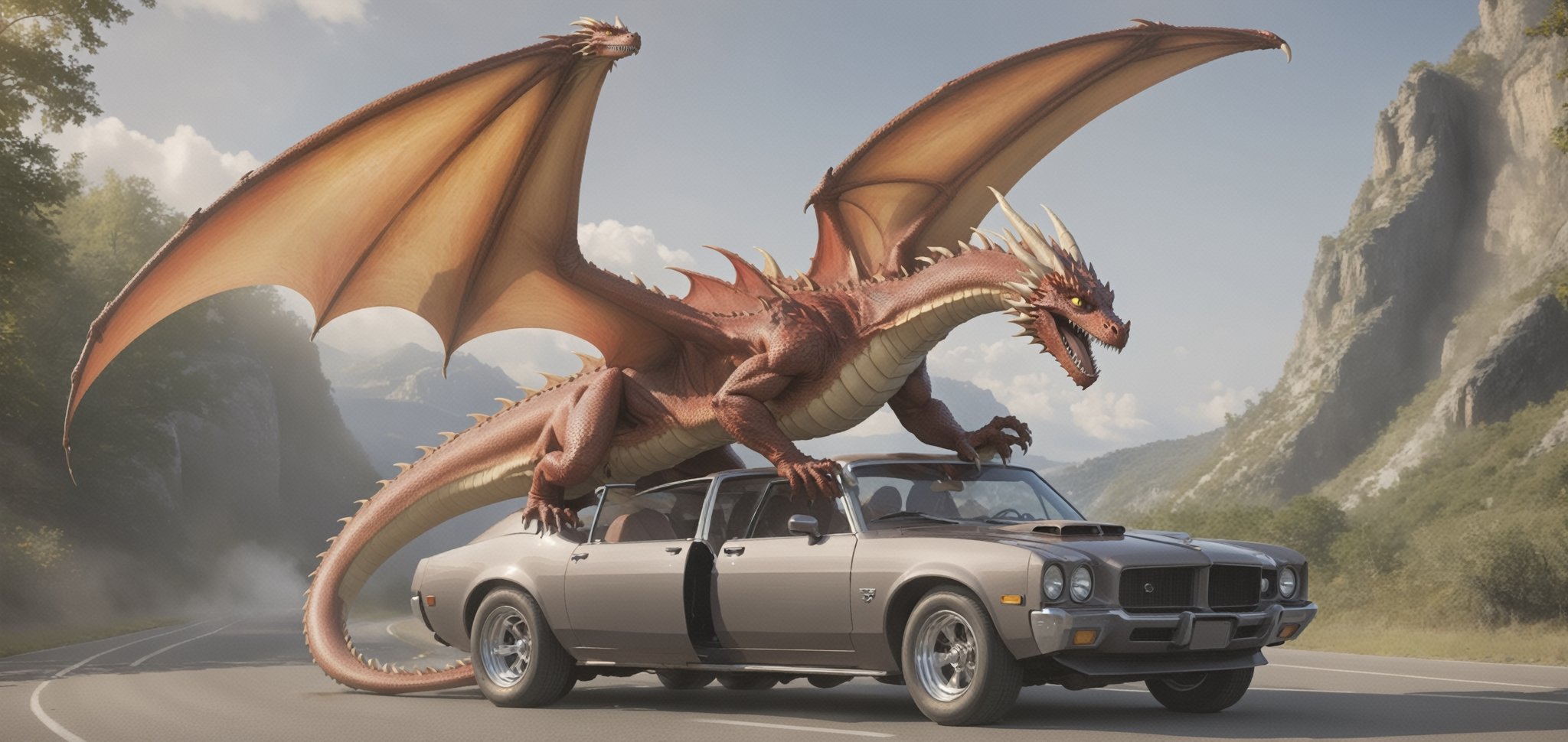 large Dragon mating with a car,  DRAGON large penis,  DRAGON car sex by maehara on Tensor.Art