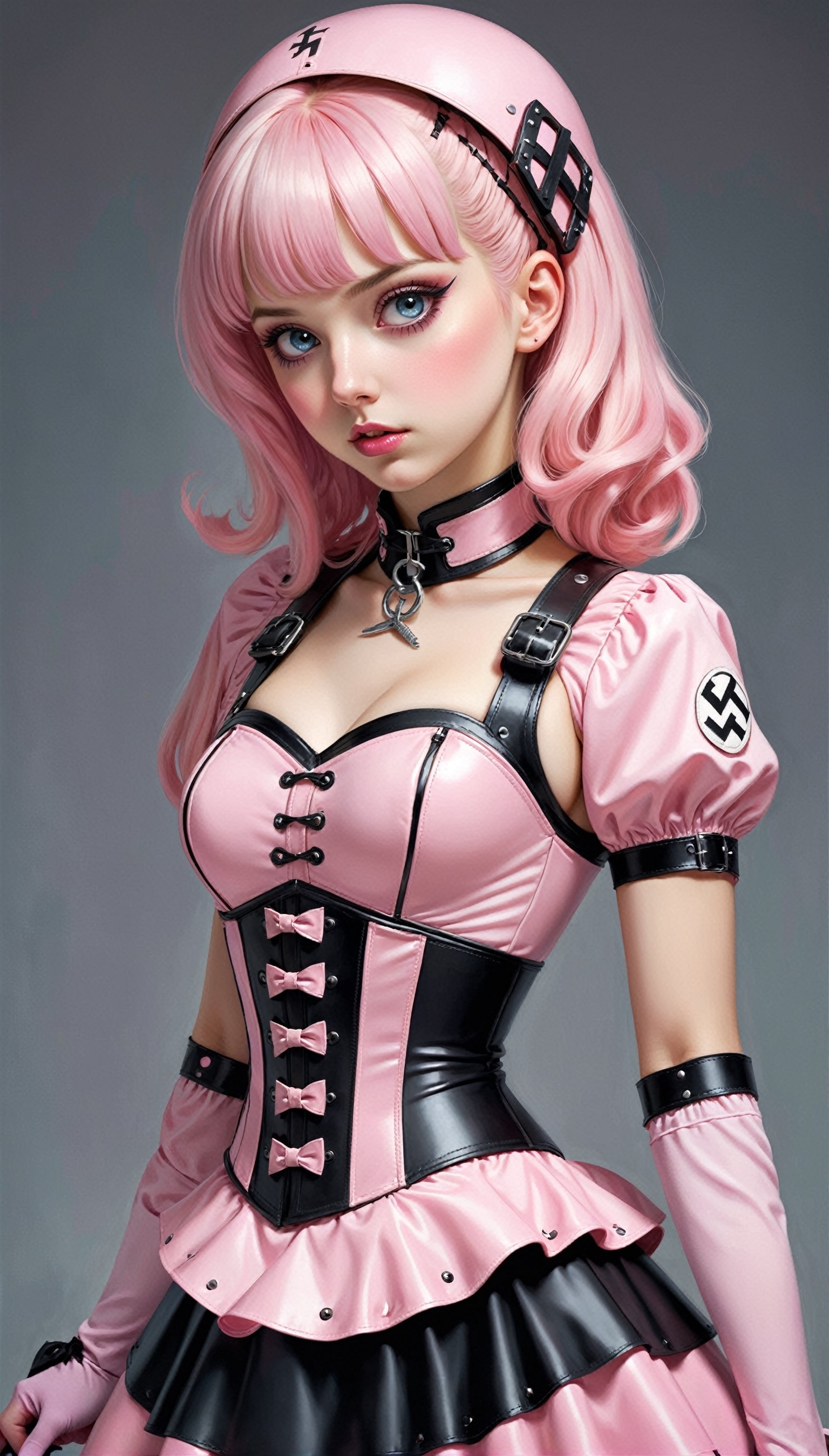 Realistic,  1girl,  bondage-style Nazi military attire by maehara on Tensor.Art