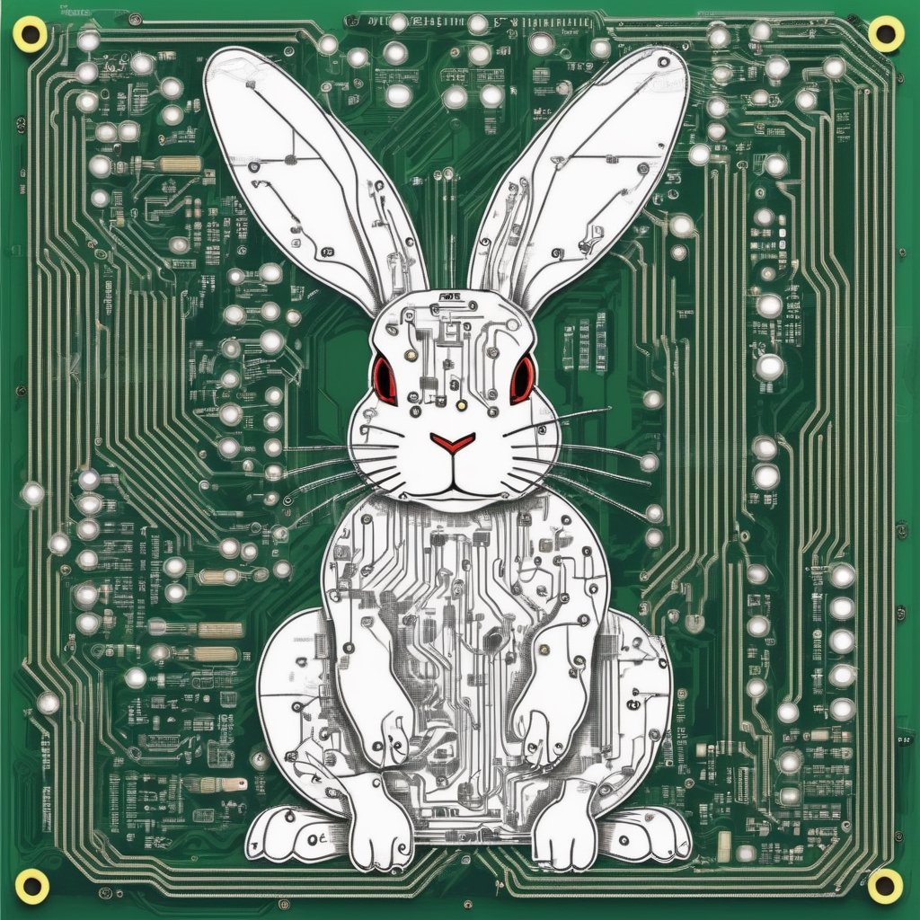 circuit diagram art,
Rabbit drawn with a circuit diagram,circuit board, resistor, chip, LSI,DonMC1rcu17Pl4nXL