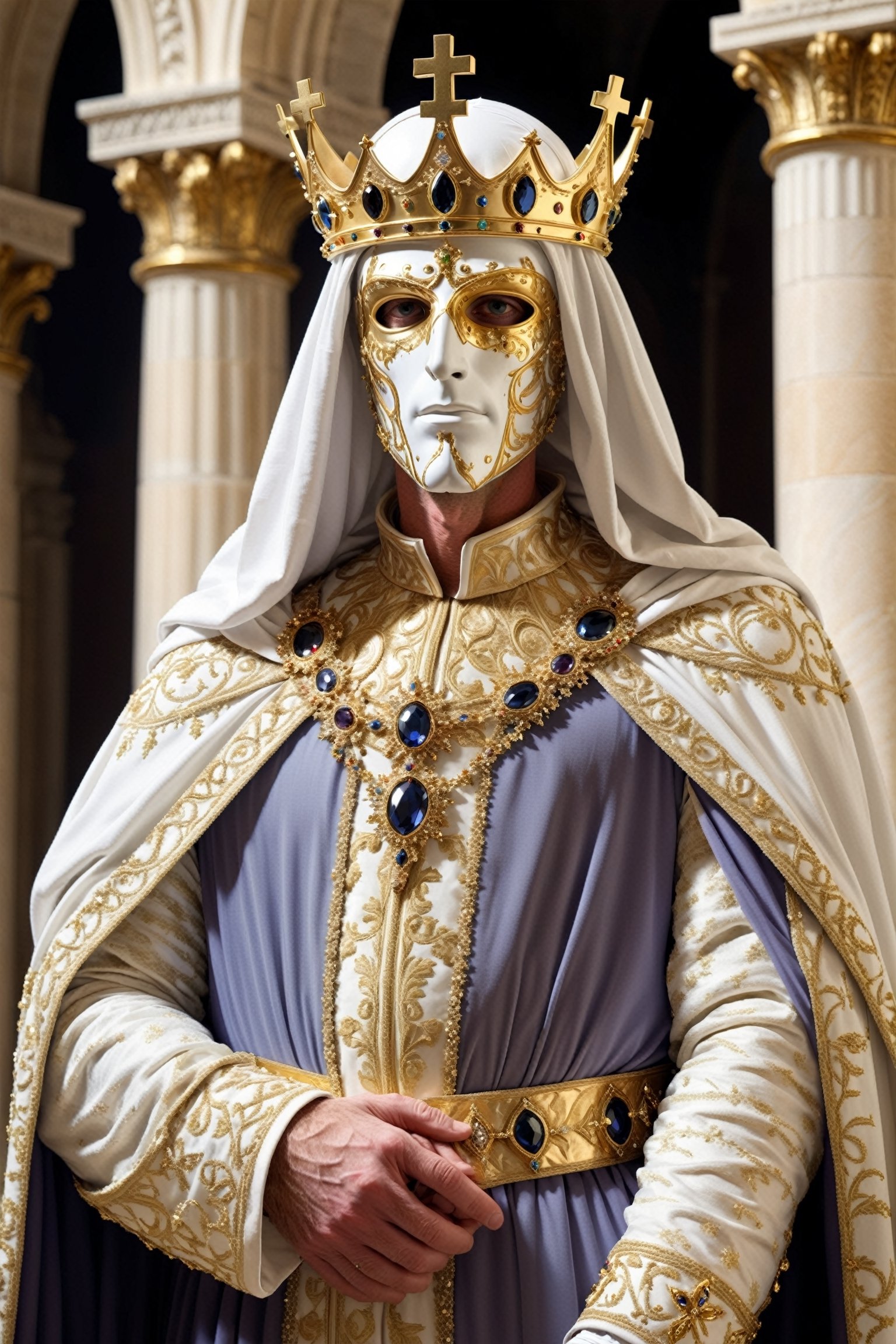 1man,  King Baldwin IV,  of Jerusalem draped in an incredibly opulent ceremonial robe by maehara on Tensor.Art