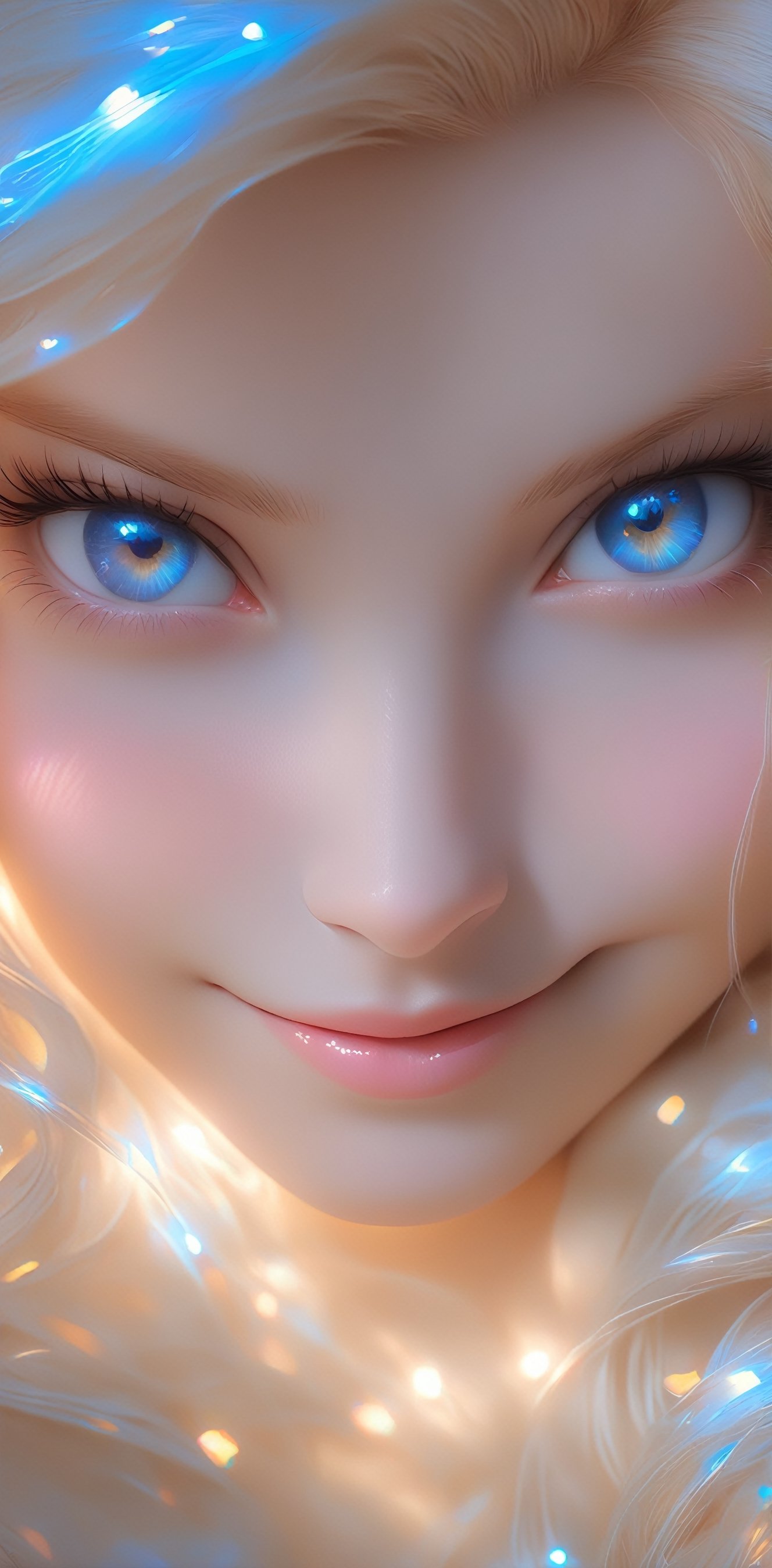 1 girl, (masterful), albino goddes girl,,mesh fishnet blouse, platinum blonde hair,smile of compassion,affection kindness love,girl has Beautiful blue eyes,soft expression,Depth and Dimension in the Pupils,So beautiful eyes that Has deep clear,Golden halo,
best quality, highest quality, extremely detailed CG unity 8k wallpaper, detailed and intricate, 