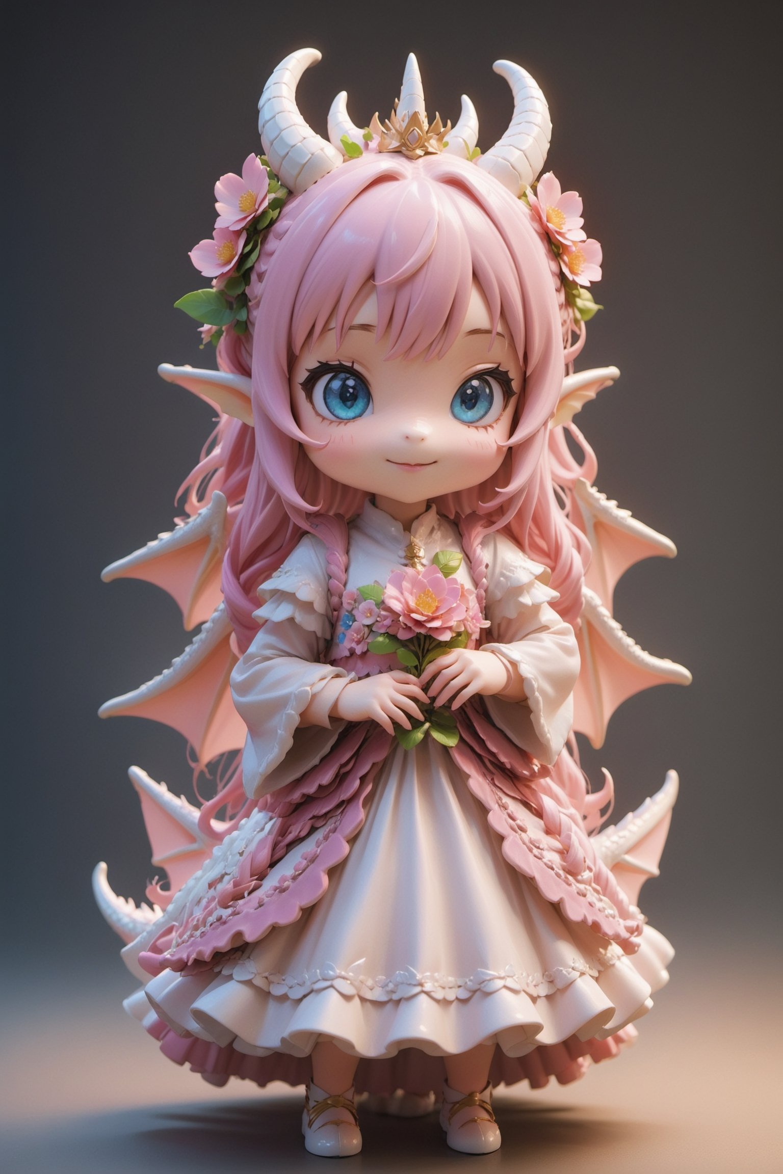 ultra Realistic,Extreme detailed,
kawaii beautiful Dragon fairy girl,pink long hair,cute Blue Eyes,
In a quaint workshop, adorned with enchanting flora, a skilled fairy tailor meticulously crafts fantastical garments,ani_booster