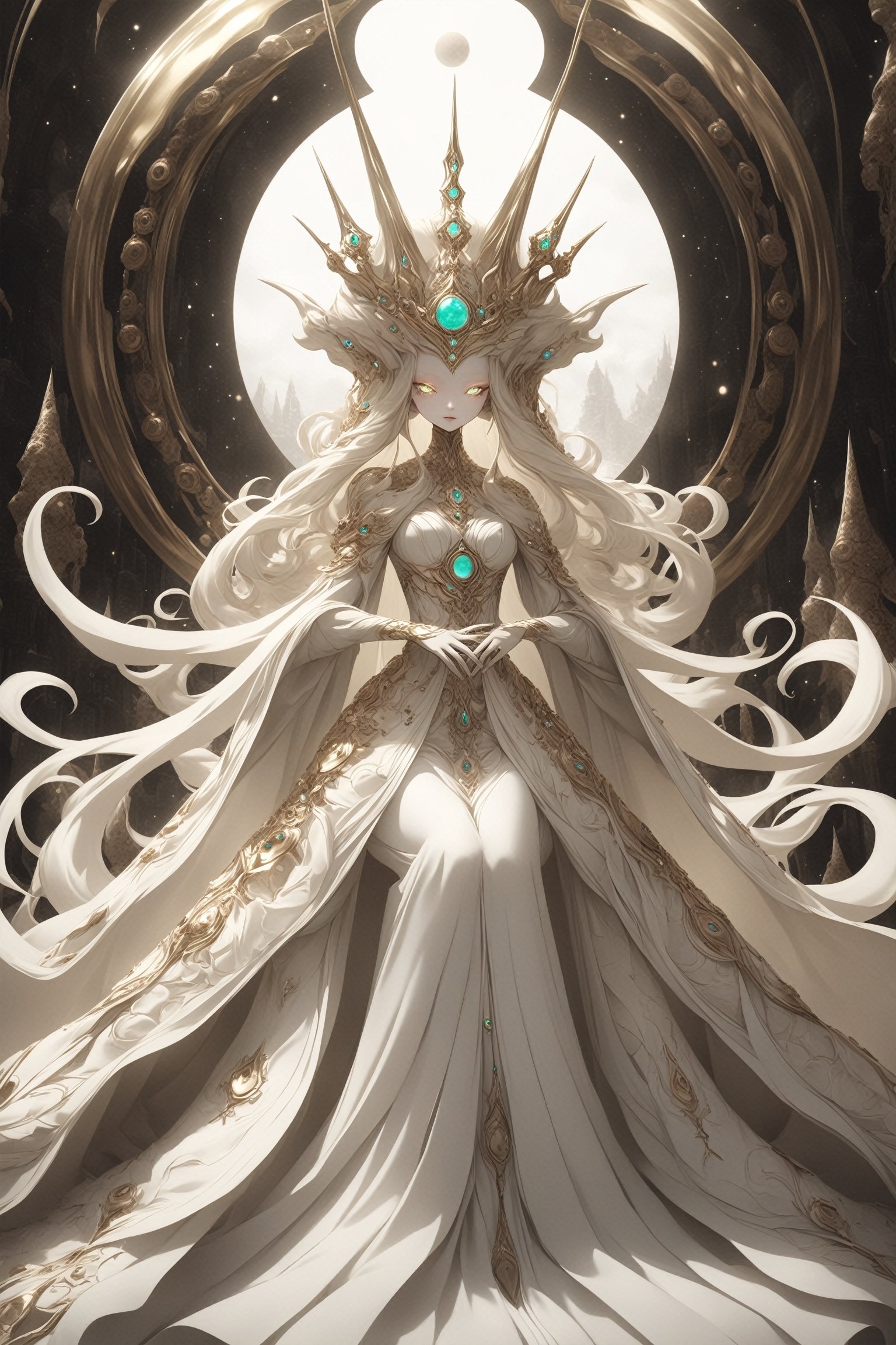 albino alien queen,  Beautiful face,  radiating an ethereal beauty and authority by maehara on Tensor.Art