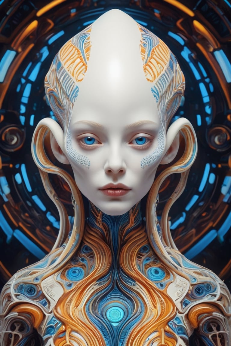 alien art and illustration,  albino alien girl,  in the style of balanced symmetry by maehara on Tensor.Art