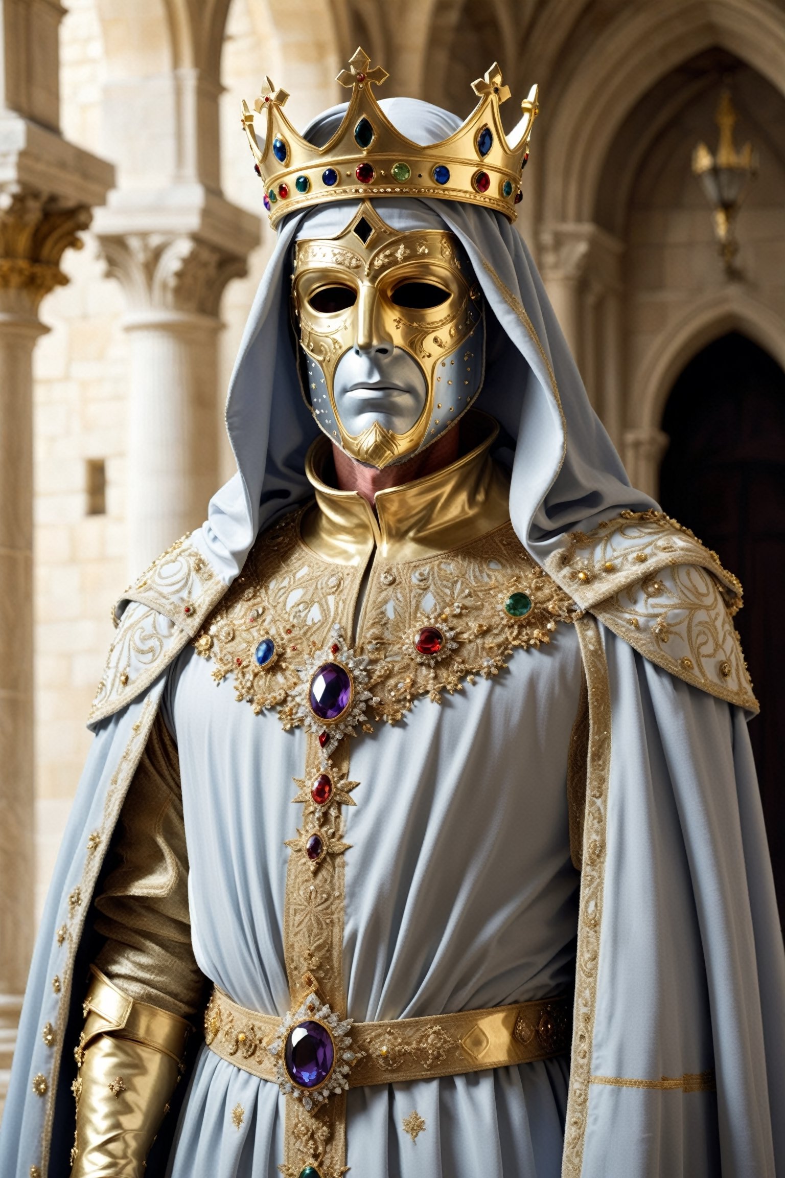 1man,  King Baldwin IV,  of Jerusalem draped in an incredibly opulent ceremonial robe by maehara on Tensor.Art